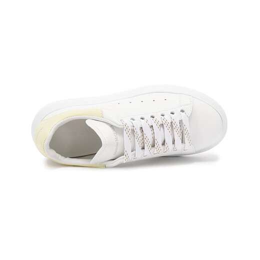 亚历山大麦昆（Alexander McQueen）新品 女士阔型系带厚底休闲运动鞋小白鞋情侣款礼物女 718139 WHGP5 3523 白色浅黄色尾 34