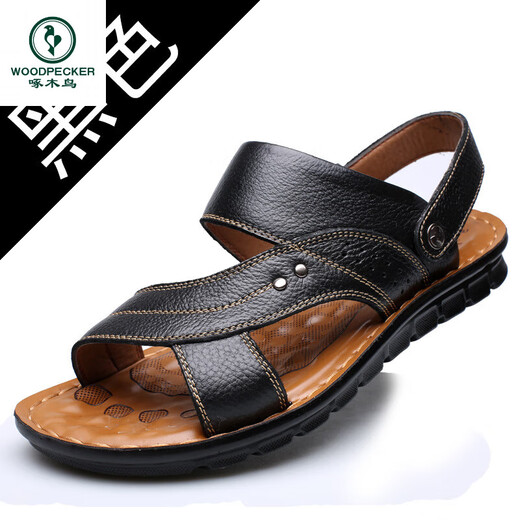 Specht 2025 Sommer Neues Produkt Herren Sandalen Herren trendige Lederschuhe Strandschuhe Große Palettenschicht Cowhide Freizeit -Männer Sandalen 12129 Brown 38