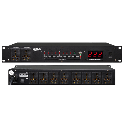 LEIGAL sequential power manager filtered high power 220V with air switch voltage display KTV stage villa household power protection controller power sequencer 10-way 20KW power sequencer without filter-PW2040.