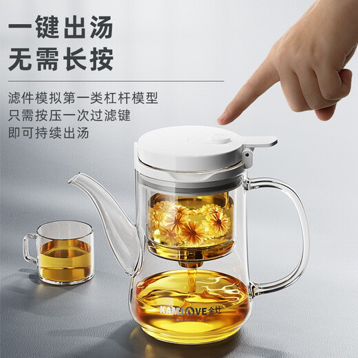 Goldener Herd (Kamjove) verdickter hitzebeständiger Glas Teekanne Vollglas Innenkessel schwimmende Tasse Teekanne Office Teekanne TP-902 (500 ml) Weiß
