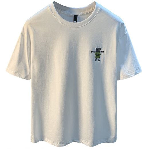 Romon High-End Light Luxury Trendy Marke kurzärmeliges T-Shirt für Männer 2025 Sommer neuer runder Hals halbärmelig gedrucktes lose T-Shirt Top 9906 Weißes T-Shirt + 9906 Black T-Shirt M.