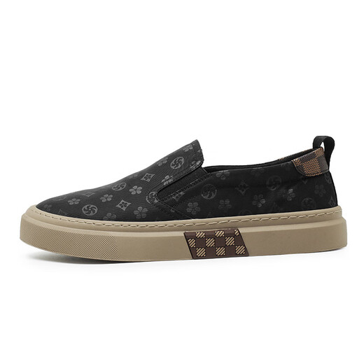 TYKT brand casual shoes men's one-foot canvas shoes summer breathable men's foot cloth shoes lazy shoes black yellow sole 41