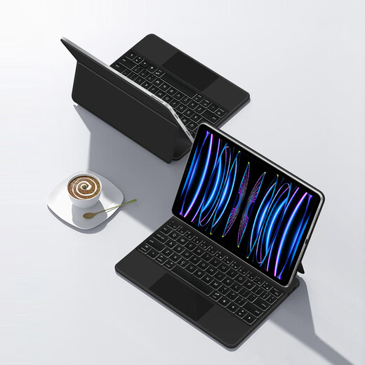 AJIUYU适用iPad键盘iPad Pro 11妙控键盘Air4/5 10.9英寸平板电脑保护套悬浮磁吸蓝牙触控背光键盘皮套 曜石黑【悬浮妙控键盘】 25款iPad Air13英寸M3平板A3271