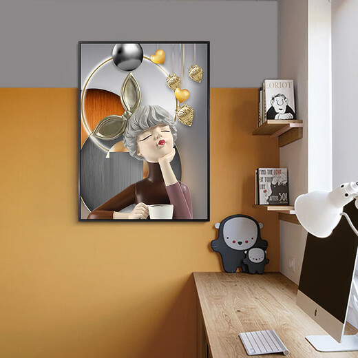 
Little Lulin children's room decoration paintings, little boy's room hanging paintings, cute bubbles, female bedroom bedside paintings, inspirational astronaut murals 13782-Bubble Girl Tempered crystal porcelain-60*80 black frame