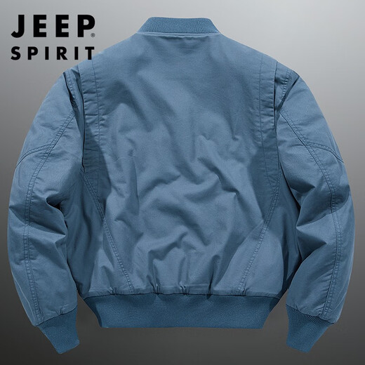 JEEP SPIRIT Jeep flagship thick bomber jacket men's autumn and winter outdoor leisure pure cotton washed cotton and thickened cotton jacket black (cotton and thickened) XL /135-150Jin Jin equals 0.5 kg