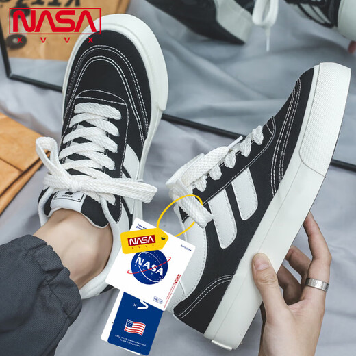 NASA XVVX Offizielle gemeinsame Schuhe Herren INS Trendy Vielseitige Student Low Top Canvas Schuhe Herren Sportschuhe Herbstschuhe schwarz 40
