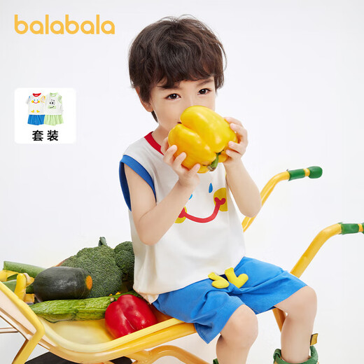 Balabala baby short-sleeved suit boys T-shirt summer children's pants 2024 children's clothing fashionable 208224119103

