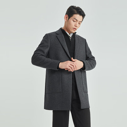 Lilang quick-heat warm mid-length woolen coat men's winter 24 wool coat dark gray 180/96A