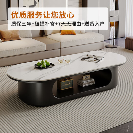 Home Light Luxury Slate Tea Household Small Apartment Simple and High-end Living Room Modern TV Cabinet Combination 2025 New Model Bright Snow Mountain White Slate 120*60*40cm