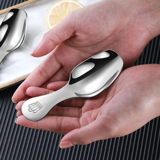 YIJUKE creative 304 stainless steel tea spoon tea spoon tea shovel short handle dessert spoon 304 tea spoon original color 1 pack
