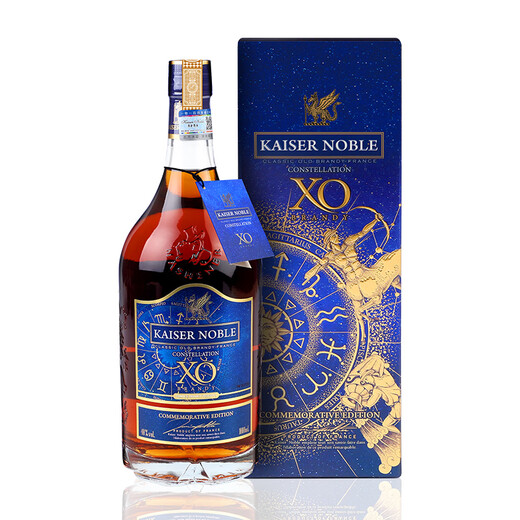 凯萨贵族KAISERNOBLE白兰地xo洋酒法国进口40度名酒烈酒1000ml 星座限定版礼盒送礼1升 送酒杯 1000mL 2瓶 （含礼盒礼袋）