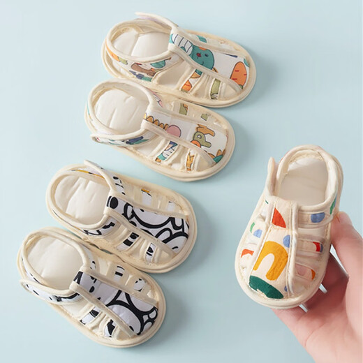 
Midur summer baby foot protection shoes 0-1 year old breathable and comfortable pure cotton cloth shoes soft sole non-slip baby sandals not falling off 2 Daidai Bear (sandals-cotton cloth) 12 Inner length 12cmM (recommended June-December)