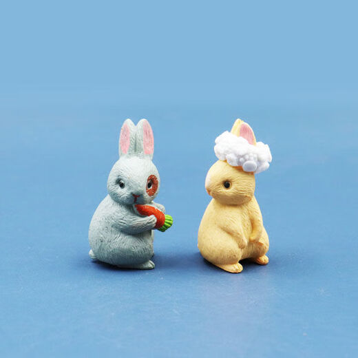 Niedliche Kaninchensimulation Mini Tierplastikmodell Doll Cartoon Micro Landscape Orament Play House Toys [Wertemodell] Set von 12 Packungen