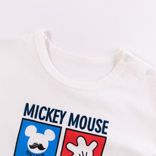 Disney children's short-sleeved T-shirt Disney baby round neck top Boy white Mickey 212S1502 7 years old/height 140cm