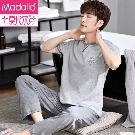 Modal pajamas men summer Xinjiang cotton pure cotton short-sleeved trousers teenagers thin summer cotton men's student 9922 M (165)