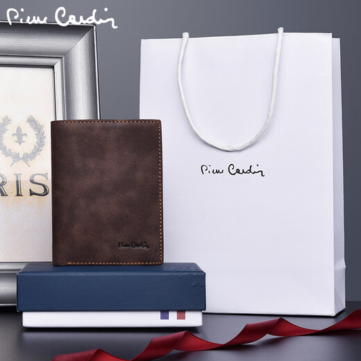 Pier Cardin Herren Brieftasche Neues echtes Leder Retro Short Wallet vertikaler Kuhlatten-Jugend-Männer-Brieftasche [Vertikaler Stilkoffer]