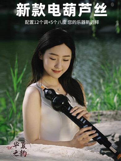 十里清波华夏之韵电葫芦丝乐器国产电子葫芦丝吹管电子笛电萨初学者定制款 绿花色标配