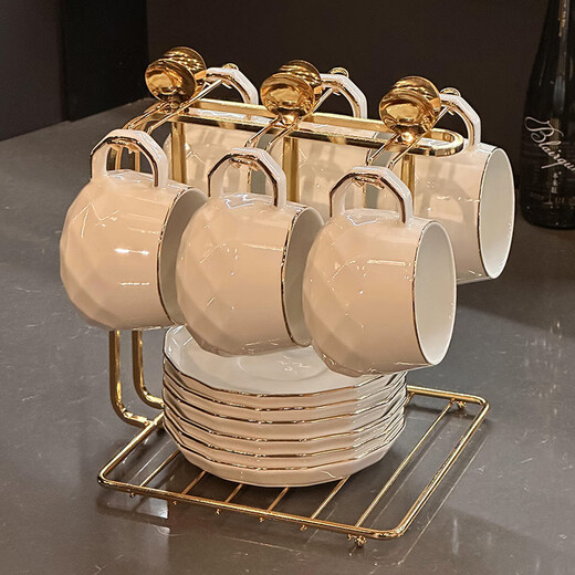 Xibaisheng Ceramic Water Cup Set Home Living Room Hospitality Cup Housewarming Gift Opening Gift High-end Gift Tea Set European Cup 16-piece Set 886 Gift Box