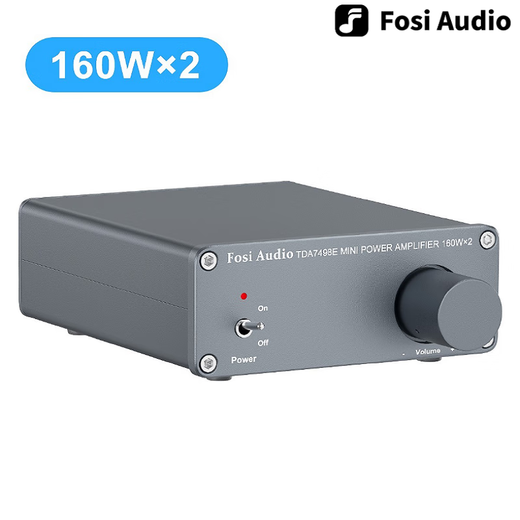 FOSI AUDIO TDA7498E Mini-Digital-Leistungsverstärker Leistungsverstärker Audioprozessor Haushalt kleiner High-Fidelity-Leistungsverstärker verkabelter Zweikanal-Silbergrau 19V/4,5A-Netzteil