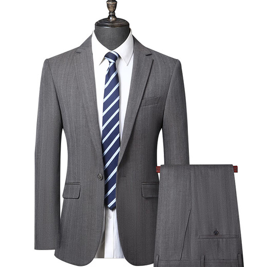 MONTAGUT Men's Middle-aged Men's Suit Suit Men's Business Casual Groomsmen Groom Wedding Dress Suit Jacket 8300 Picture Color Three-piece Set Two Buttons No Slits 185/2XL Suitable for 145-165 Jin Jin is equal to 0.5 kg