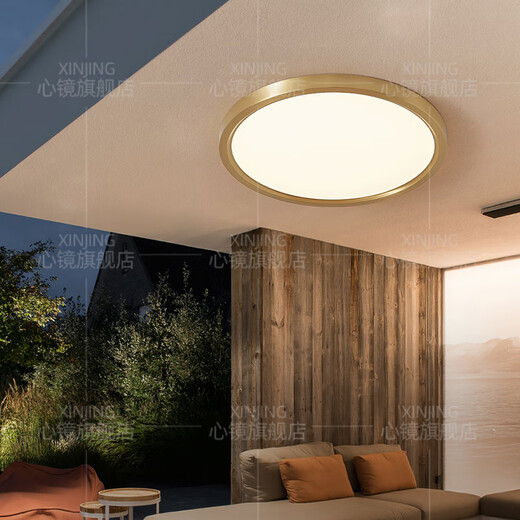 
Heart mirror full copper outdoor ceiling light villa gate ultra-thin front light outdoor aisle balcony lamp anti-mosquito courtyard light X3893-600/square