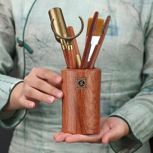 Jiutang Tea Ceremony Six Gentlemen Light Luxury High-end Solid Wood Kung Fu Tea Set Accessories Tea Knife Tea Clip Tea Making Tool Set Thickened Tube (ZF) Rosewood Six Gentlemen