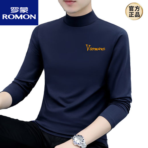 
ROMON autumn and winter half-high neck base shirt for men's long-sleeved T-shirt pure cotton autumn clothes versatile plus velvet simple thickened thermal underwear black YP-C6187 plus velvet M