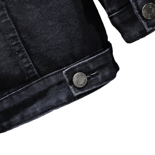 JEANSWEST Jacket Men's 2025 Autumn Denim Jacket Handsome Trendy Work Clothes Lapel Jacket Men's Black Gray XL