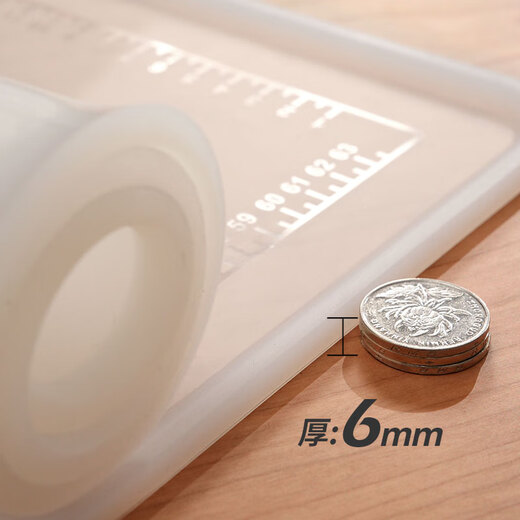 Berson Youjia Kneading Mat Food Grade Silicone Mat Thickened Antibacterial and Dumpling Mat Non-stick Graduated Baking Rolling Mat Thickened 6mm Purple 50*70cm + Rolling Pin