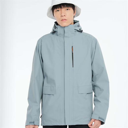 
BRELRMON Korean version of windproof clothing for women and men, outdoor coldproof three-in-one warm and removable ski mountaineering jacket jacket HS12805 blue gray-men S