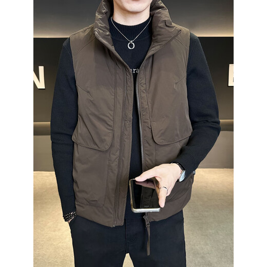 Semir men's stand-up collar down vest winter fashion trend vest American work vest outer wear versatile warm clothes black L 120-135Jin Jin equals 0.5 kg