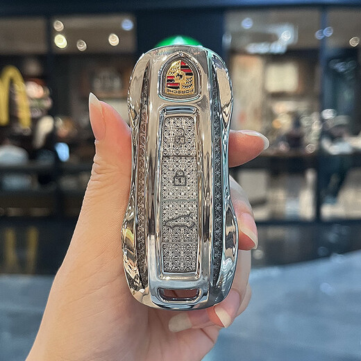 Yibin geeignet für Porsche Key Set New Cayenne 911macan Maca Paramela 718 Schnalle High-End-Schalenbeutel [Leichtes Luxus weiß] + Diamant geflochten