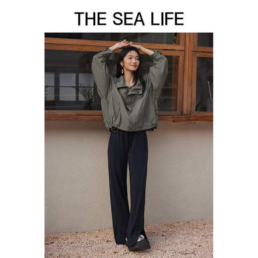 
THE SEA LIFE Ou Hai Yisheng Sunscreen Jacket Women's 24 Summer lazy style casual lapel versatile fashionable sunscreen Y16823 Alfalfa Gray M
