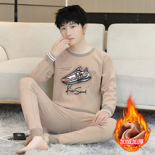 
Boys thermal underwear suit junior high school students plus velvet thickened cotton sweater teenagers winter autumn clothes and autumn pants 683 blue (top + pants) plus velvet thickened 185 4XL 150-170Jin [Jin equals 0.5 kg]