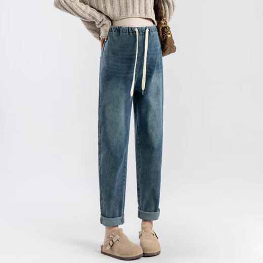 Les pantalons de maternité bonaux portent un jean, un pantalon papa lâche, un pantalon grand-patte, un petit costume de maternité décontracté, un pantalon de maternité [style de cordon] L Taille 105-120jin [Jin est égal à 0,5 kg]