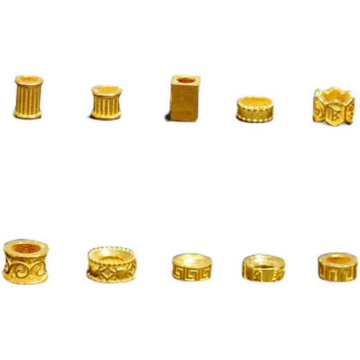 Baozha 18k gold accessories DIY six-character mantra separated by beads and patterned spacers gold short tube bracelet bracelet accessories handmade wire harness B1