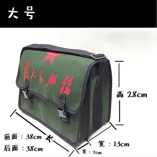 YWZR customized large double-layer extra thick canvas tool bag to serve the people Electrician's bag Shoulder hardware tool bag Army green A style large with words