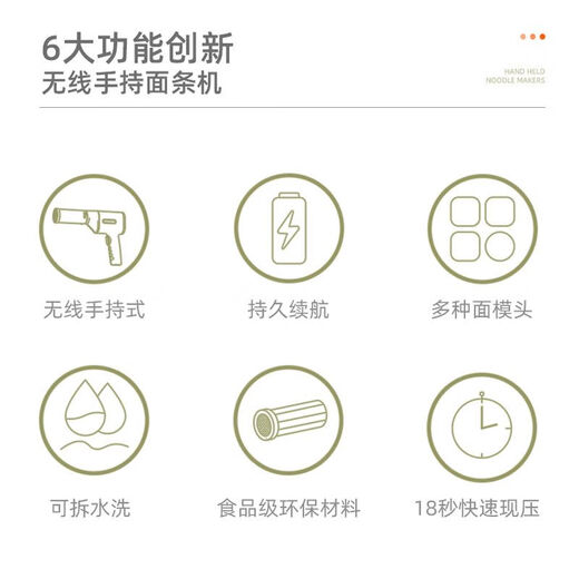 Handheld noodle machine, household handheld noodle press, noodle press gun, electric ironing machine, handheld smart noodle press, Sacon noodle press, five-mold scraper, measuring cup, charging cable