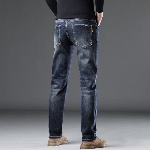 Jeep Spirit Jeans Black Stretch Fiets Slim Personnalité décontractée Brand Trendy Spring and Automne Nouveau pantalon polyvalent élastique A826 Bleu et gris 28