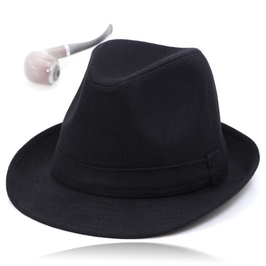 Middle-aged and elderly people's hats woolen British jazz hats spring autumn winter winter men's middle-aged hats men's hats black 59 cm