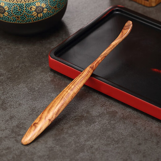 Jiutang Kungfu tea set accessories ebony solid wood tea ceremony Liujunzi tea single cylinder set tea making tools tea clip spoon needle set Huanghuali-lotus leaf fish carved square Liujunzi
