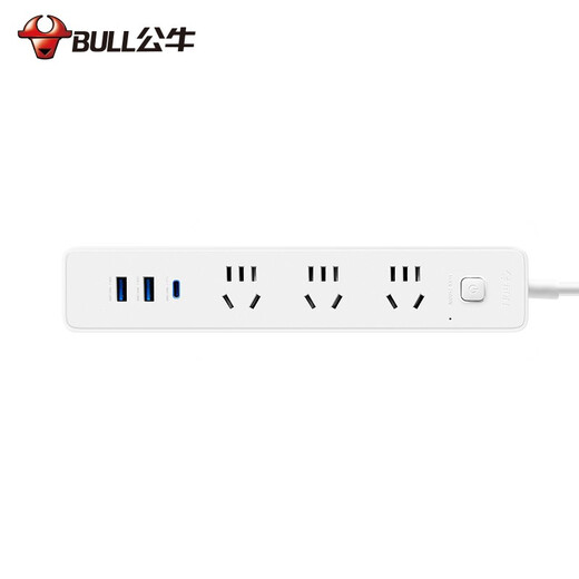 Bull (BULL) socket/smart USB plug/row plug/slide basic USB/Type-c fast charging socket [20W fast charging] 6 jack * white 1.8 meters U12033