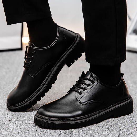 Zapatos de cuero Foninou para hombres de verano para hombres ropa formal de cabeza grande tendencia de estilo británico de trabajo británico zapatos de cuero para hombres sola capa de una sola capa actualizada Versión 39