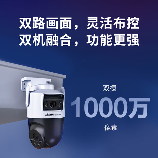 dahua大华摄像头无线监控器双摄像头家用1000万360度无死角全彩夜视户外防水手机远程对讲 1000万超清双摄【DH-P10A-E2IL】 含64G内存卡