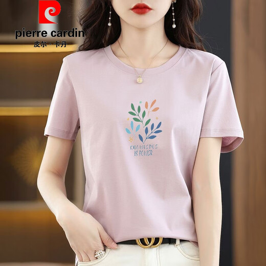 Pierre Cardin Gabinete de retiro de marca de alta gama Oficial Camiseta de algodón puro Camiseta de manga corta Camiseta impresa para mujeres en la marca de verano Flaghship 6196 White de manga corta M (recomendado 80-105 Jin [Jin iguala 0.5 kg])