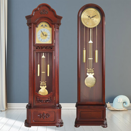 
Yunhao European style villa luxury vertical clock living room Chinese retro seat clock solid wood mechanical clock retro floor pendulum clock 9922