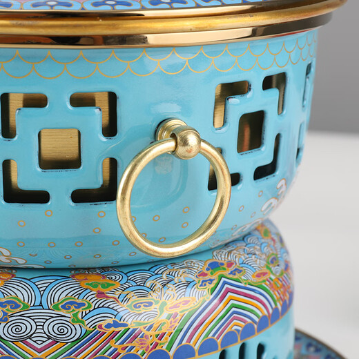 Xingshui Copper Art cloisonné copper hot pot thickened pure copper enamel alcohol hot pot one person one pot red copper single small hot pot Chinese style white single pot 18cm