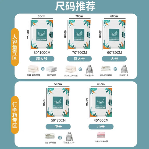 SIVASS Vacuum Compression Storage Bag Clothes Quilt Special Suitcase Exhaust Bag Household Quilt Sealed Storage Organizer Bag No Pump 3-piece Set 3 Medium Size