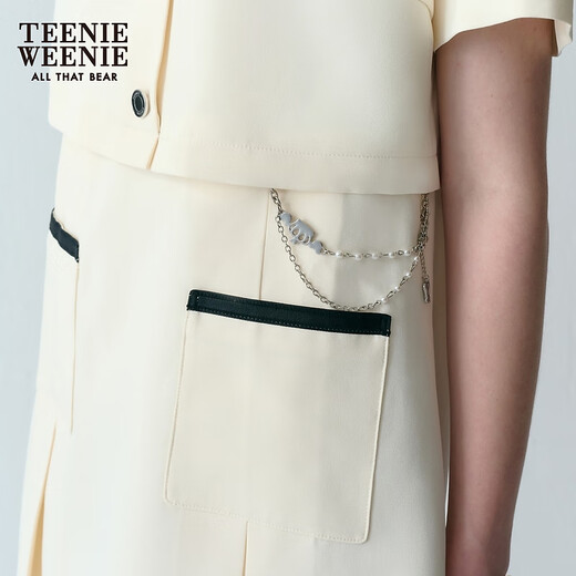 
Teenie Weenie bear women's clothing summer college style casual design sense white dress short skirt women's clothing creamy white M