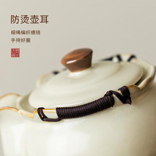 Tangfeng Ru Kiln Tea Set Complete Set with Tea Tray Kung Fu Tea Set Chinese Household Ceramic Teapot Cover Bowl Tea Cup Set Dundun Hand Grab Pot 9 Heads